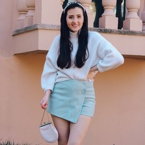 Mint Button Accent Skort